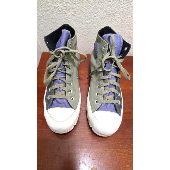 Converse Chuck Taylor All Star High-Top Shoes Olive & Purple Leather Unisex 7.5M - Picture 2 of 8